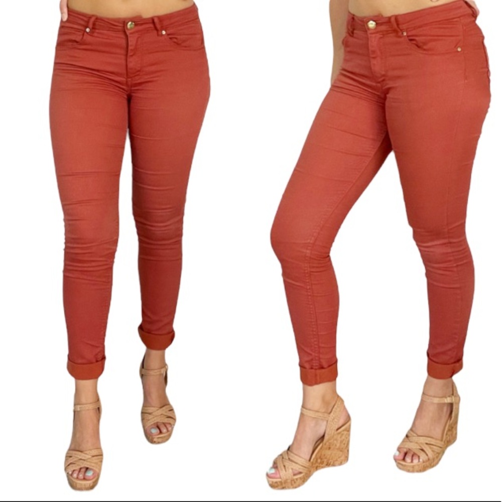 H&M burnt orange cotton skinny pants size 4